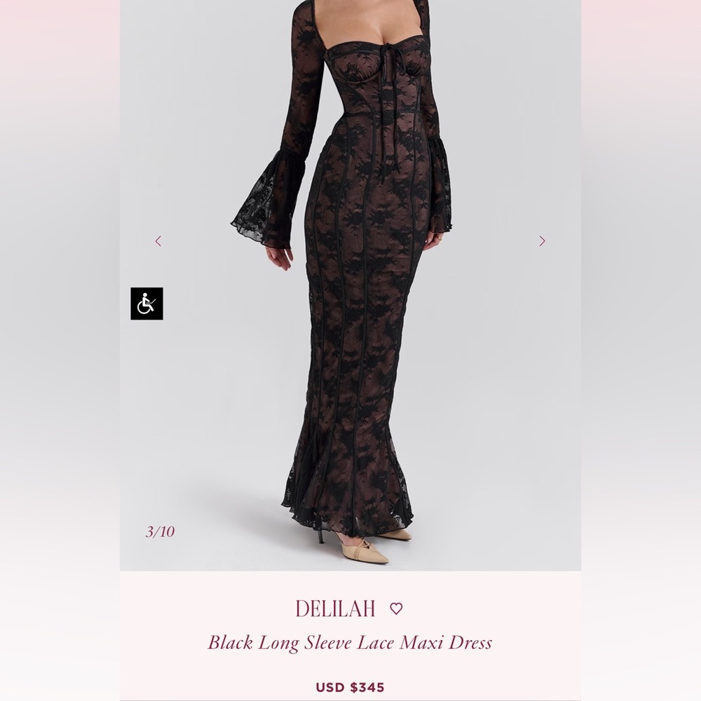 Extremely flattering long black dress w bell sleeves.mint condition. worn once.